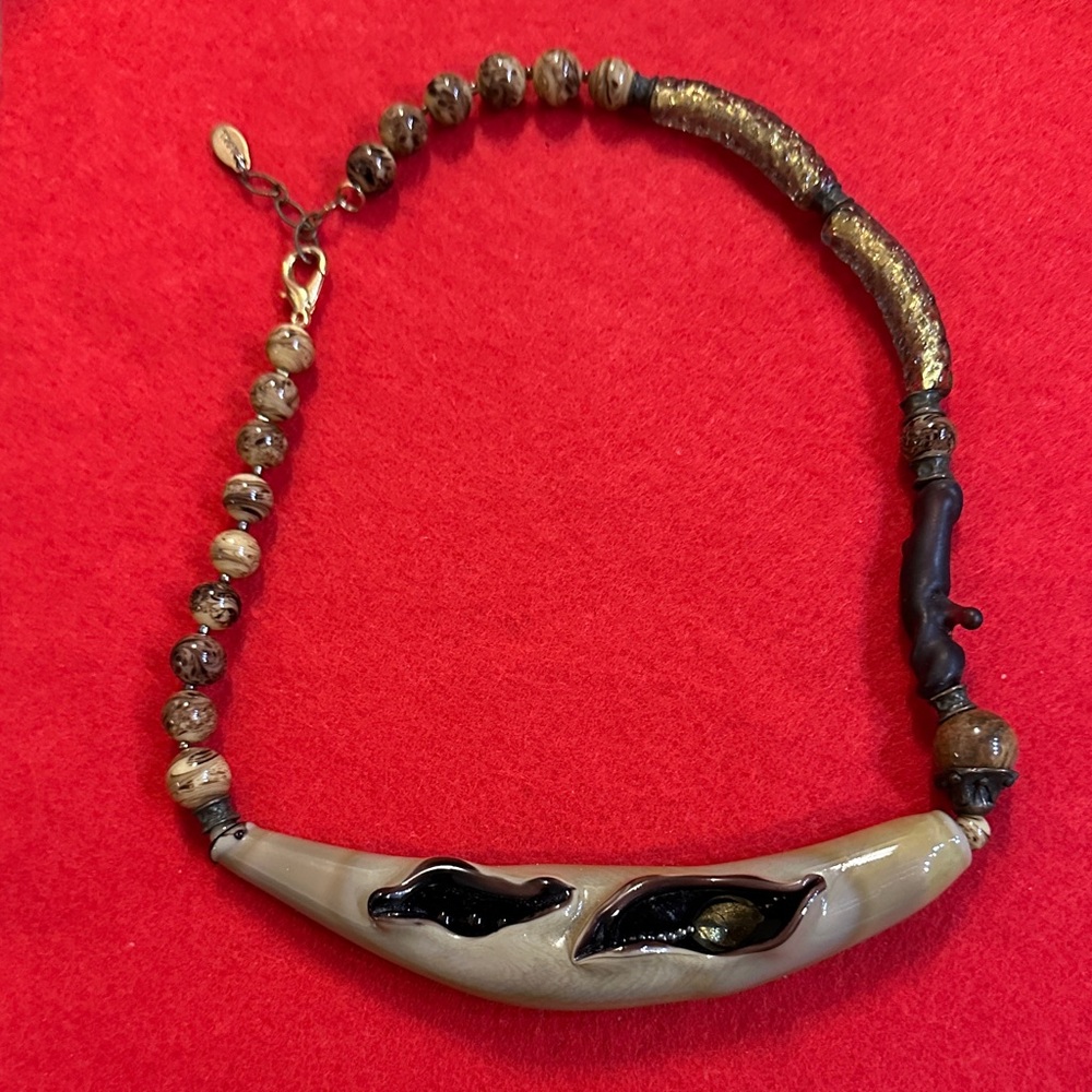 Paola Murano Unique Beaded Glass Necklace with Earthy Tones